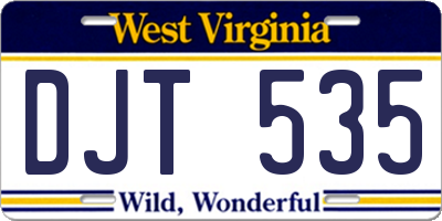 WV license plate DJT535
