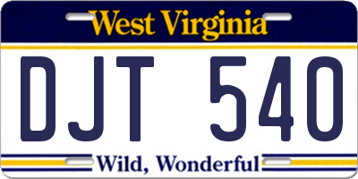WV license plate DJT540