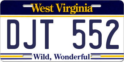 WV license plate DJT552