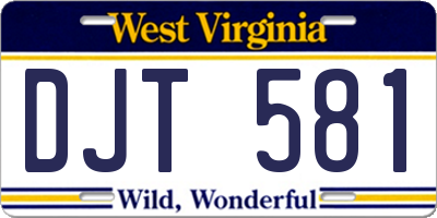 WV license plate DJT581
