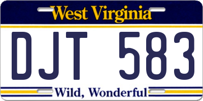 WV license plate DJT583