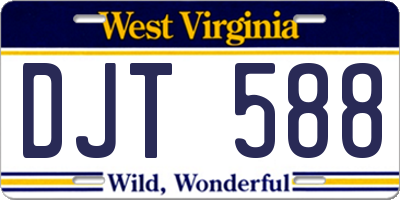 WV license plate DJT588