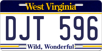 WV license plate DJT596