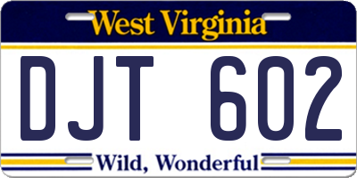 WV license plate DJT602