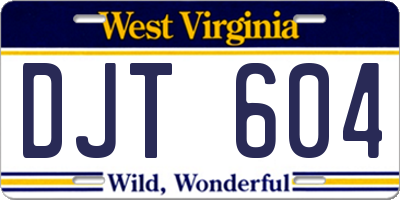 WV license plate DJT604
