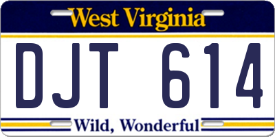 WV license plate DJT614