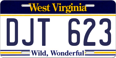 WV license plate DJT623