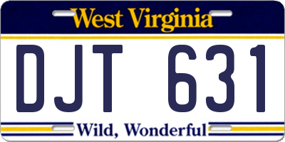 WV license plate DJT631