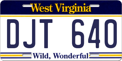 WV license plate DJT640