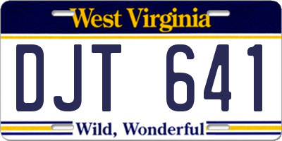 WV license plate DJT641
