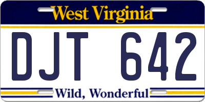 WV license plate DJT642