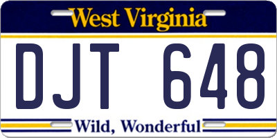 WV license plate DJT648