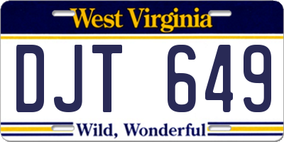 WV license plate DJT649