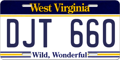 WV license plate DJT660