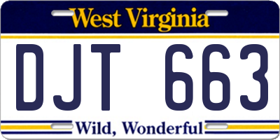 WV license plate DJT663