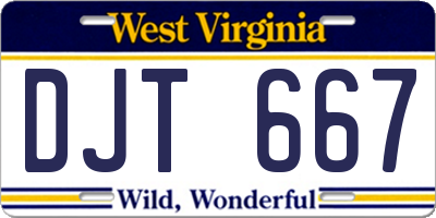 WV license plate DJT667