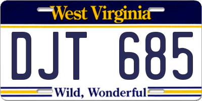 WV license plate DJT685