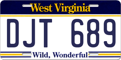 WV license plate DJT689