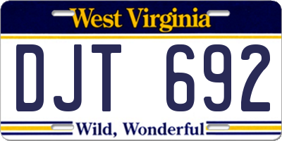 WV license plate DJT692