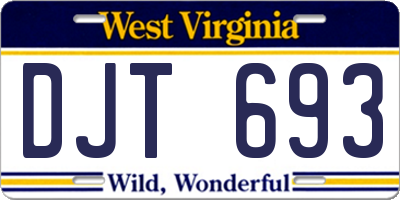 WV license plate DJT693