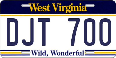 WV license plate DJT700