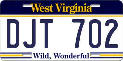 WV license plate DJT702