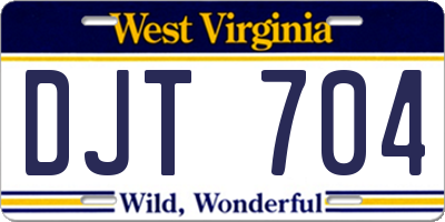 WV license plate DJT704