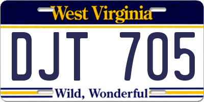 WV license plate DJT705