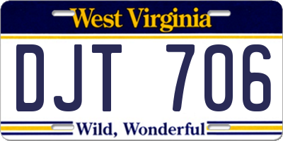 WV license plate DJT706