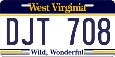 WV license plate DJT708