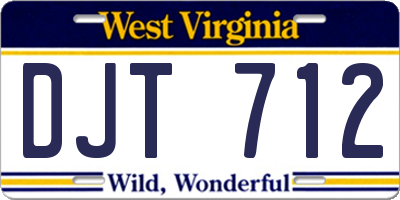 WV license plate DJT712