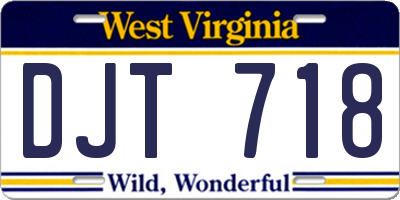 WV license plate DJT718