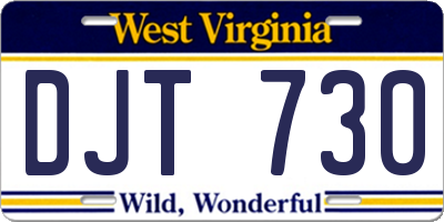 WV license plate DJT730