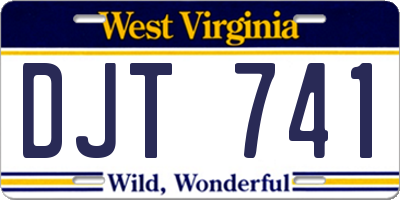 WV license plate DJT741