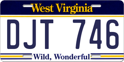 WV license plate DJT746