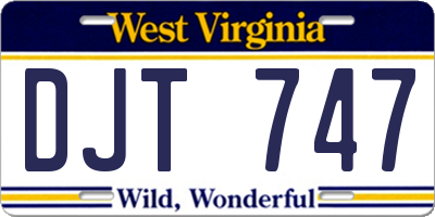 WV license plate DJT747