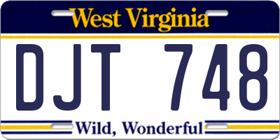 WV license plate DJT748