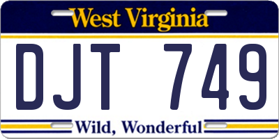 WV license plate DJT749