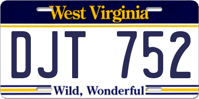 WV license plate DJT752