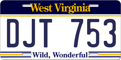 WV license plate DJT753