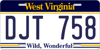 WV license plate DJT758