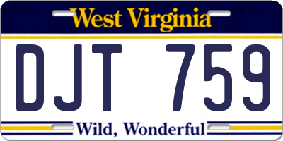WV license plate DJT759