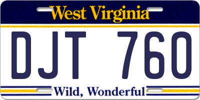 WV license plate DJT760
