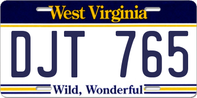 WV license plate DJT765