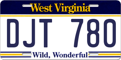 WV license plate DJT780