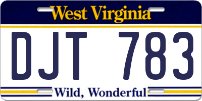 WV license plate DJT783