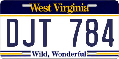 WV license plate DJT784