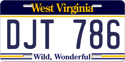 WV license plate DJT786