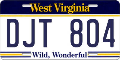 WV license plate DJT804