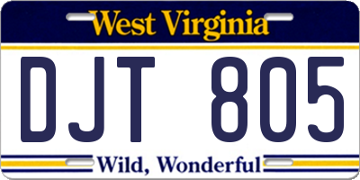 WV license plate DJT805